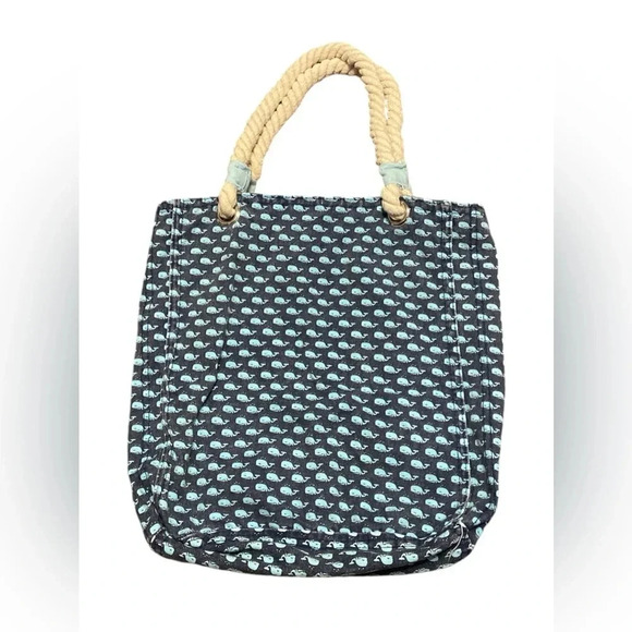 Boston Mass bag denim material cute whale key chain large pocket in front - Picture 2 of 4